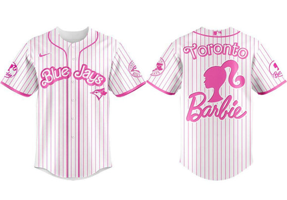 Men's Toronto Blue Jays Pink x Barbie Night Baseball Jersey Men's Toronto Blue Jays Pink x Barbie Night Baseball Jersey